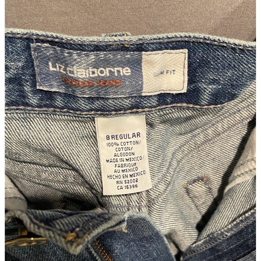 Liz Claiborne Lizwear Jeans Womens 8 Regular Blue Slim Fit High Rise Vintage - Picture 4 of 8